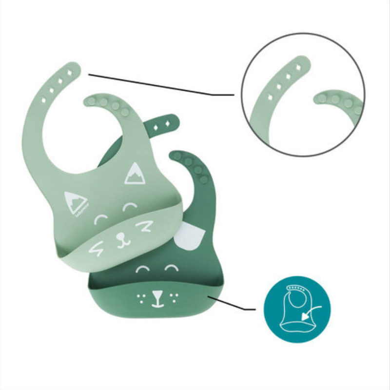 Babymoov Bavoirs Silicone Vert BIBISY x2