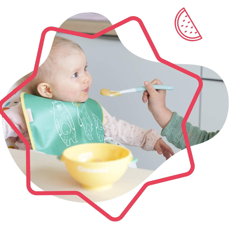 Badabulle Lot de 5 bols ventouse antidérapants 330ml et 3 cuillères 1er âge souples