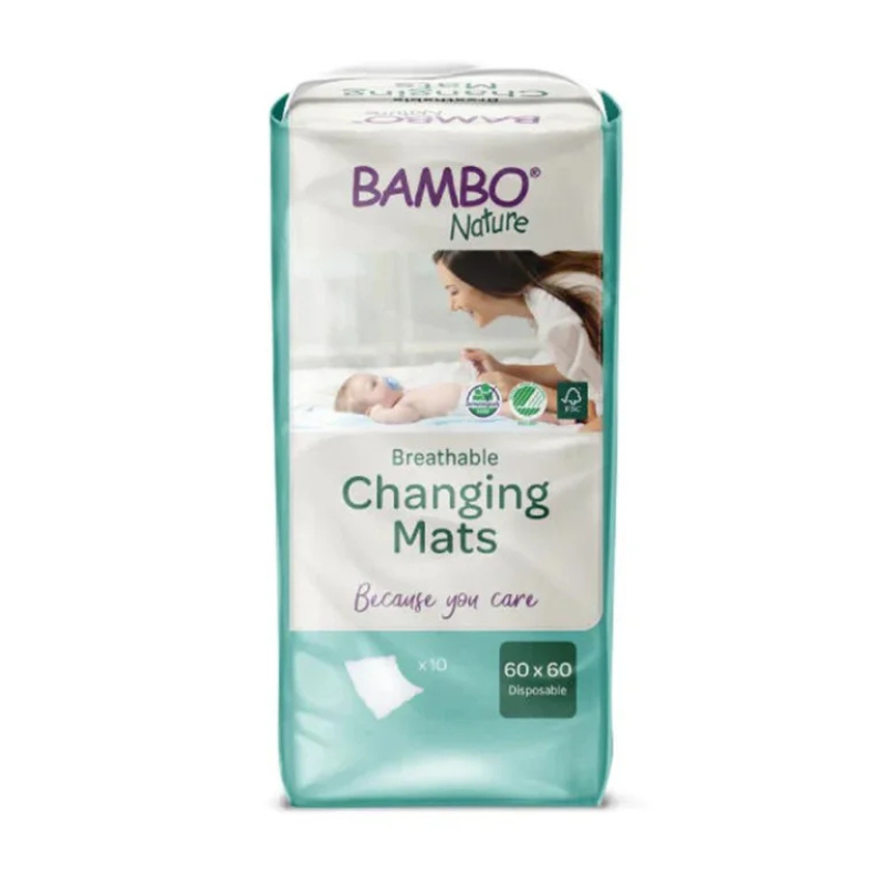 xx Bambo Nature Tapis de Change 60x60cm – 10 Unités