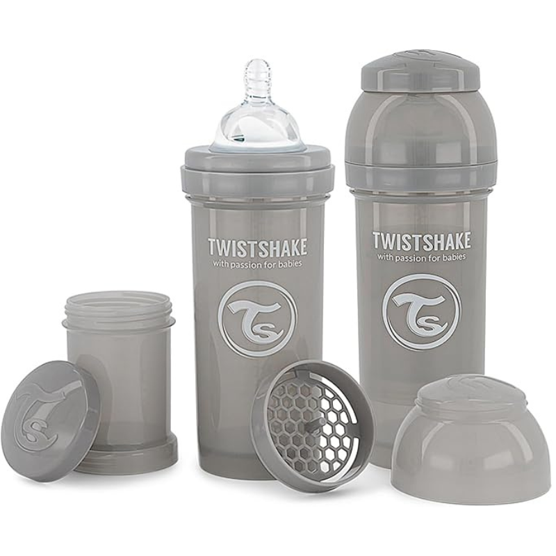 xx Biberons Anti-Coliques Twistshake 260ml – Lot de 2 – Gris – 2m+