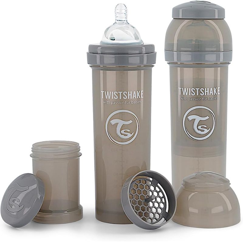 xx Biberons Anti-Coliques Twistshake 330ml – Lot de 2 – Gris – 2m+Biberons Anti-Coliques Twistshake 330ml – Lot de 2 – Gris – 2m+