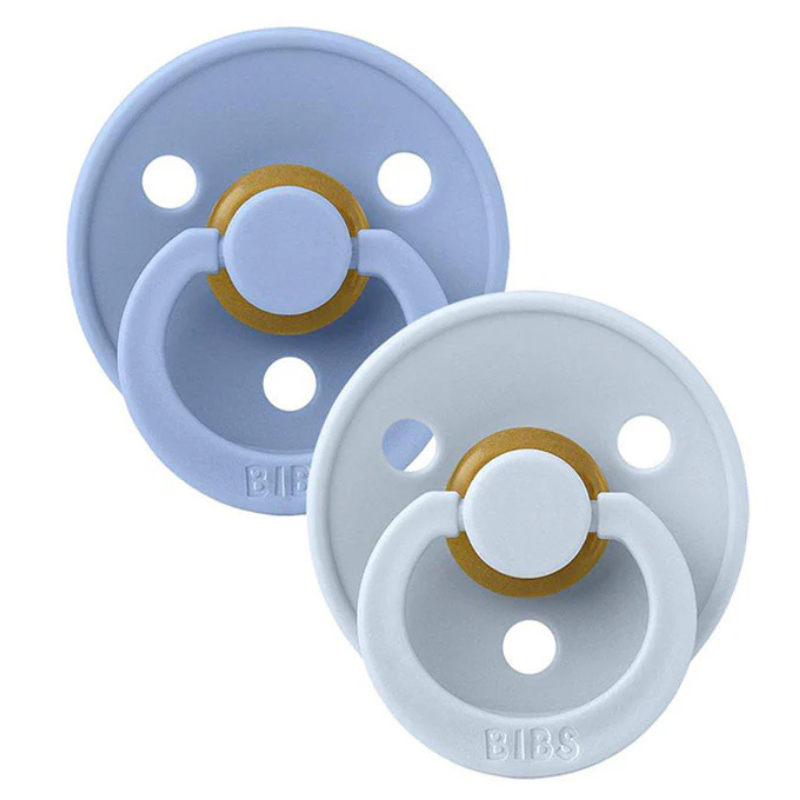 Bibs Lot de 2 Sucettes Bibs Rondes - Sky Blue/Baby Blue