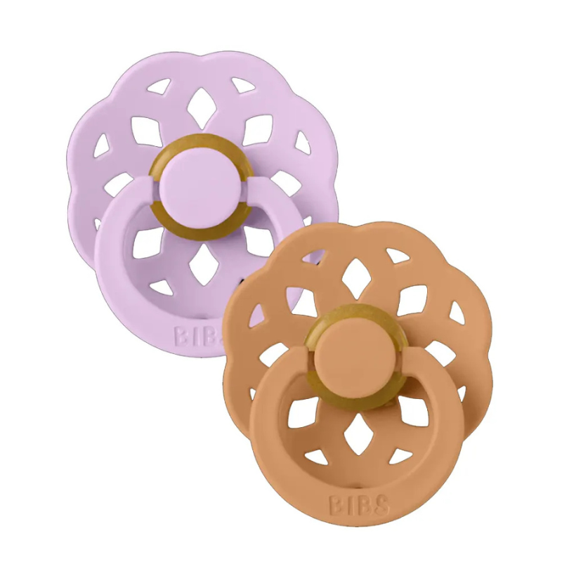 BIBS Lot de 2 Sucettes Bohème Rondes - Violet Ciel/Citrouille