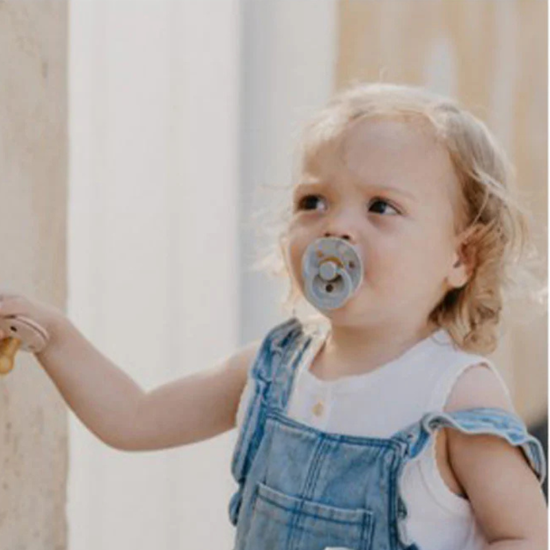 BIBS Lot de 2 Sucettes Rondes - Rose poudré/Grenat