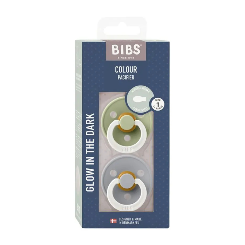 BIBS Lot de 2 Sucettes Symétrique - Sauge/Nuage - GLOW