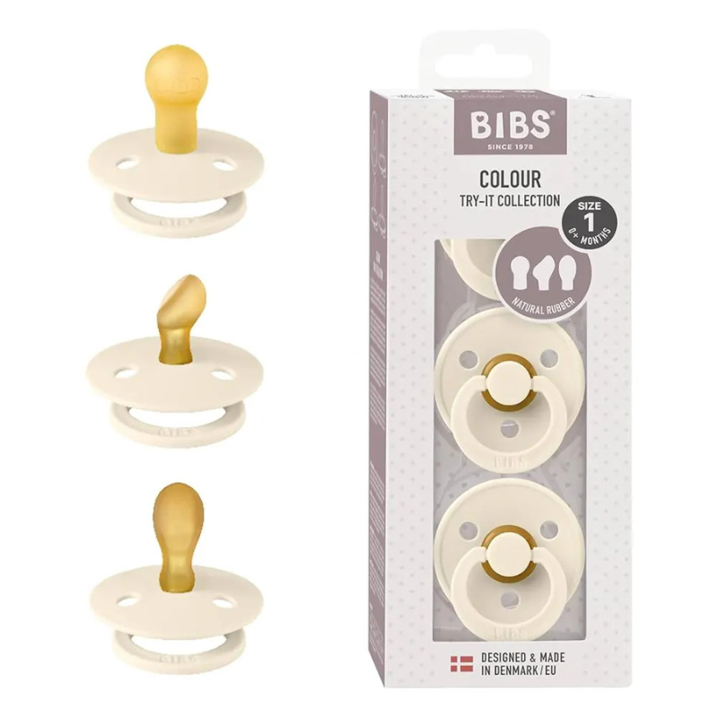 BIBS Lot de 3 Sucettes d’Essai Try-It – Couleur Ivoire - 0-6M