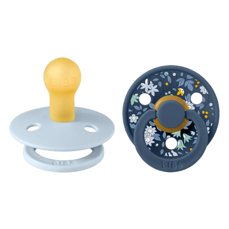 BIBS x LIBERTY Lot de 2 Sucettes Rondes - Chamomile Lawn/Baby Blue Mix