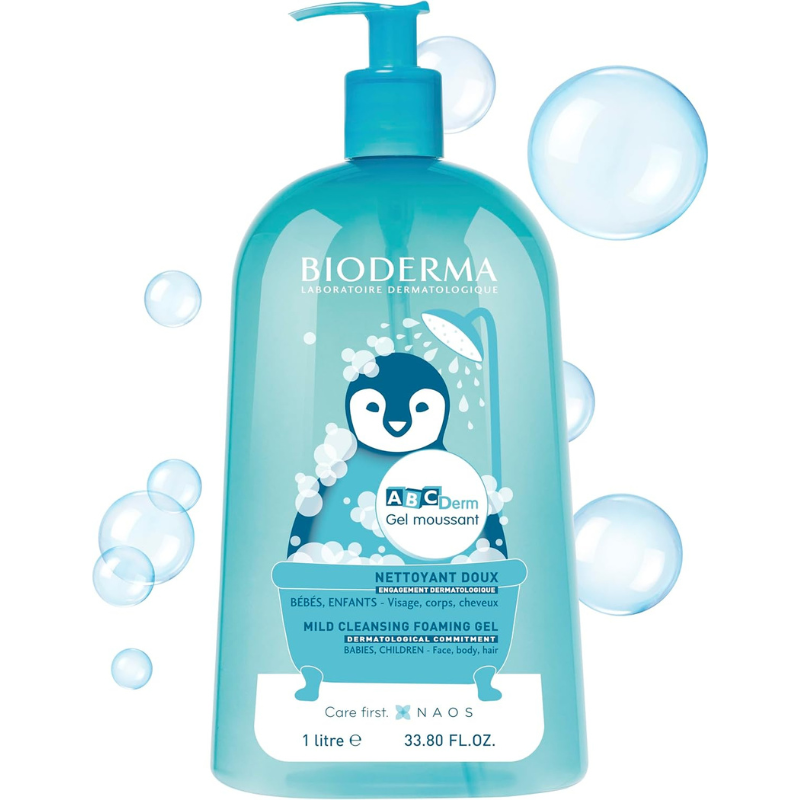 Bioderma - Abcderm - Nettoyant doux - Bébés, enfants - Pour corps, visage et cheveux - 1 L