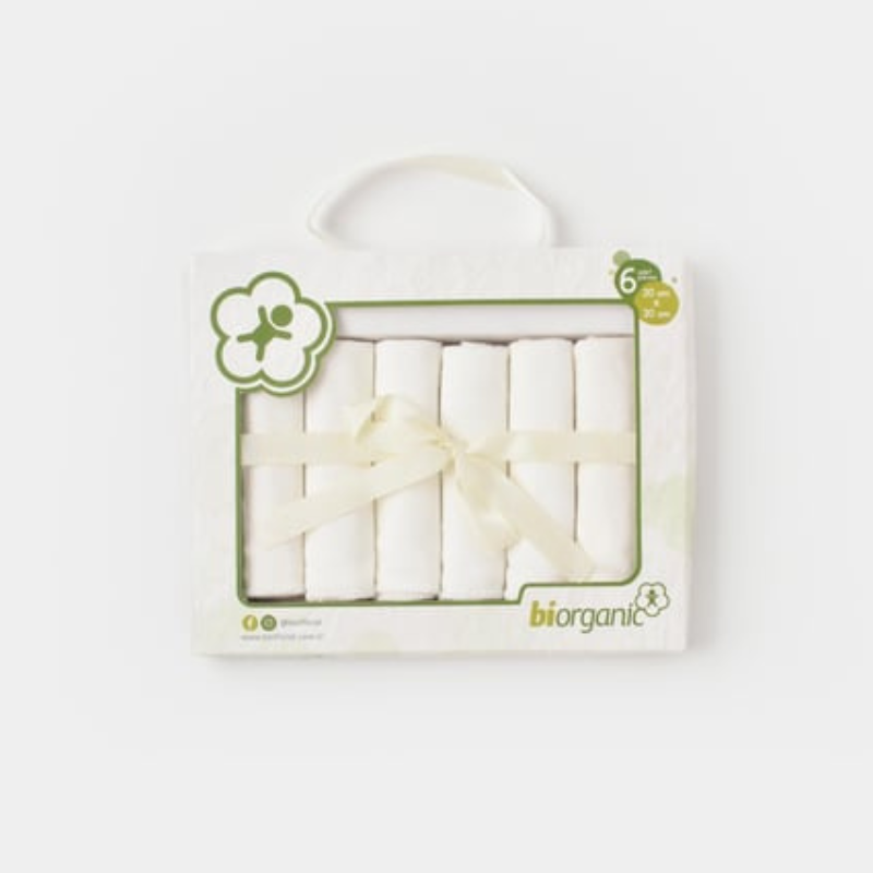 xx biorganic  Lingettes bio certifiées GOTS, lot de 6, 20 x 20 cm
