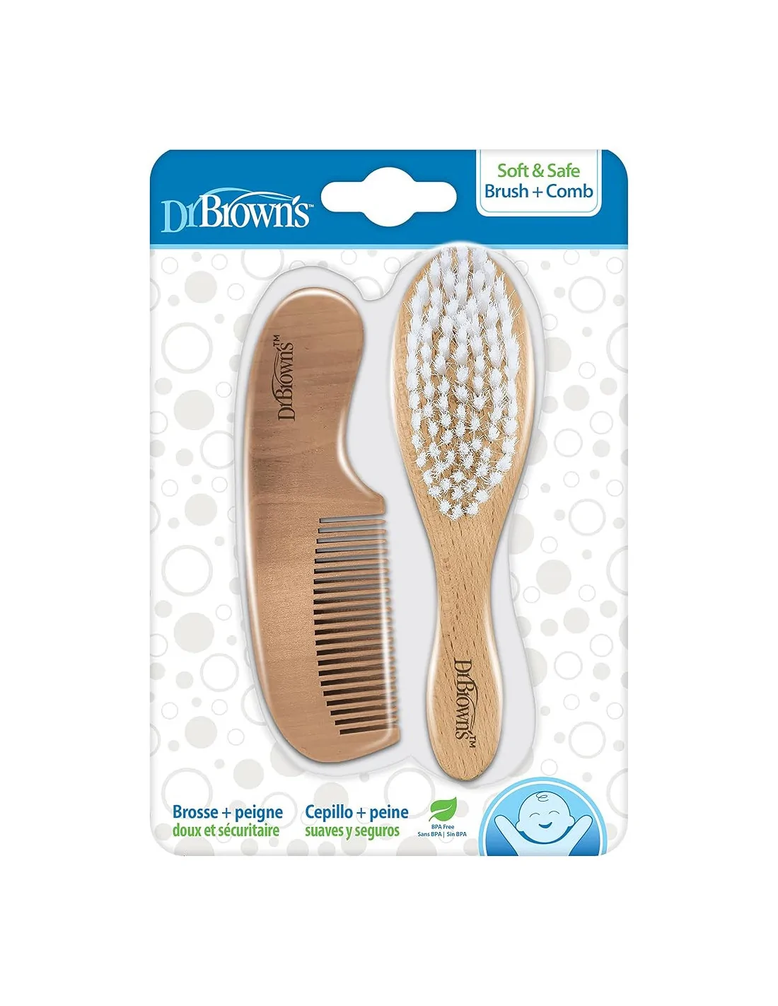 xx Brosse et peigne en bois tendre du Dr Brown's