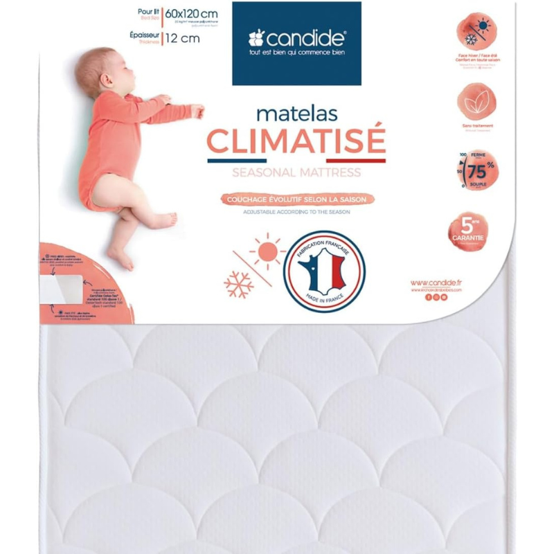 CANDIDE - Matelas Bébé 60x120x11cm Climatisé