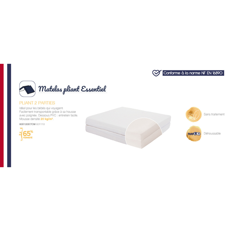 Candide Matelas pliant Essentiel 60x120 cm