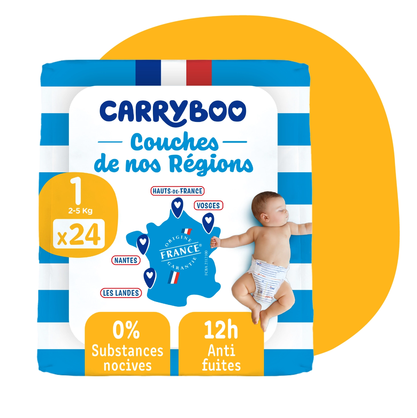 xx Carryboo Couches Écologiques Taille 1 (2-5kg) 24 unités