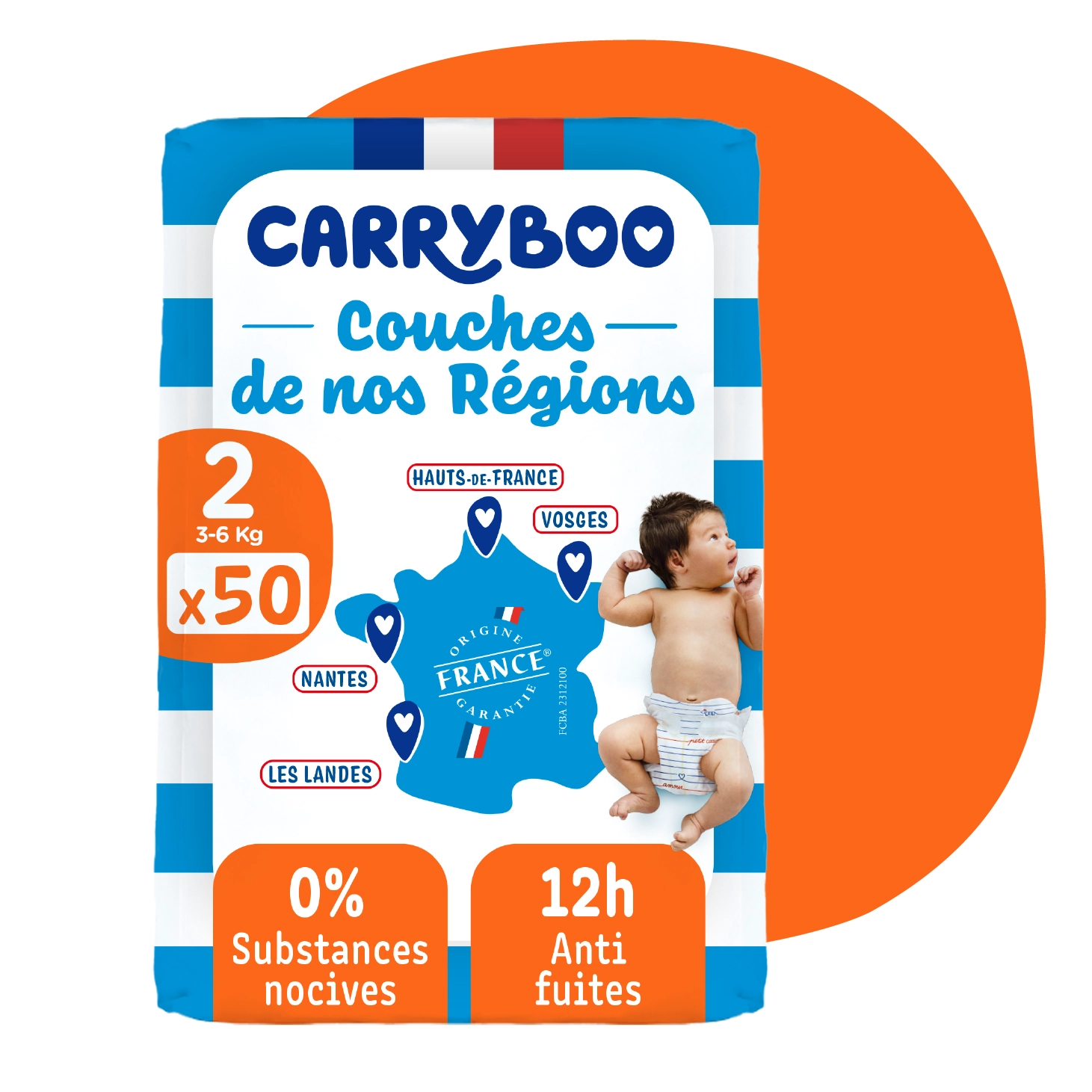 xx Carryboo Couches Écologiques Taille 2 (3-6kg) 50 unités