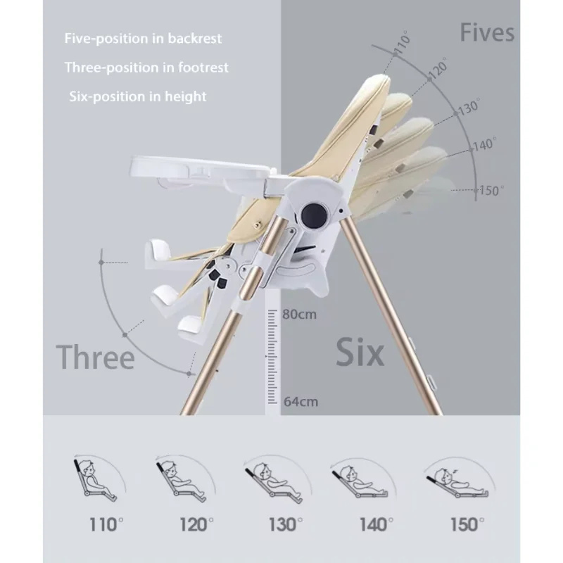 Chaise haute CLEO 3 en 1 beige gold – A Demain