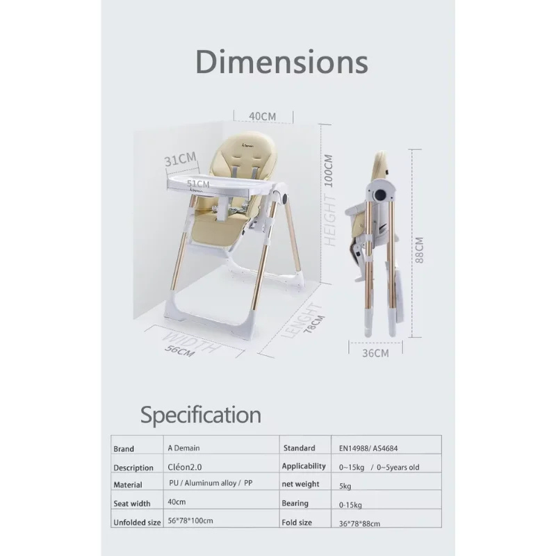 Chaise haute Cléon 3 en 1 Rose Gold – A Demain