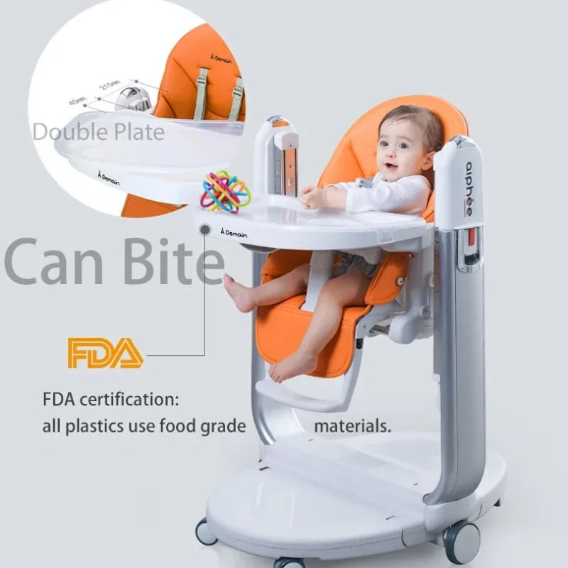 Chaise haute multifonctionnelle 3 en 1 orange – A Demain