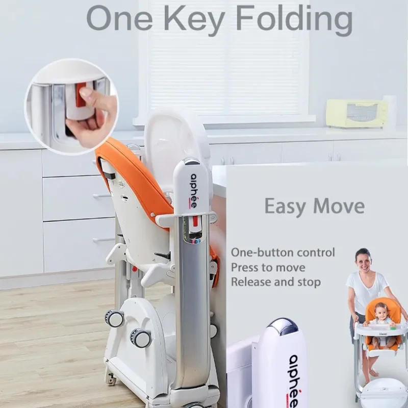 Chaise haute multifonctionnelle 3 en 1 orange – A Demain