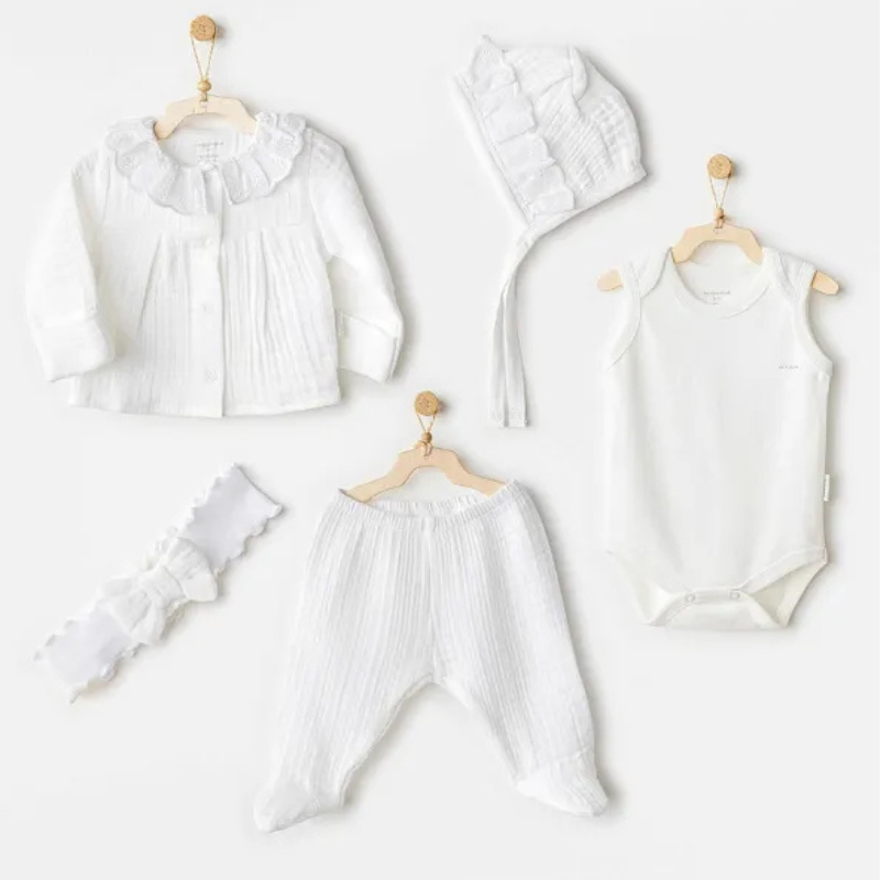coffret naissance 5 pièces en mousseline –AC25840 – Andywawa