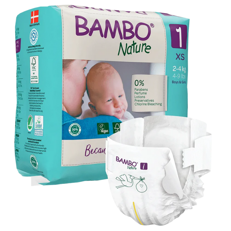 xx Couches Bambo Nature Taille 1 (2-4kg) 22 unités