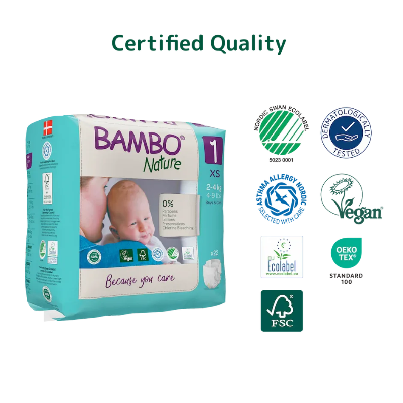 Couches Bambo Nature Taille 1 (2-4kg) 22 unités