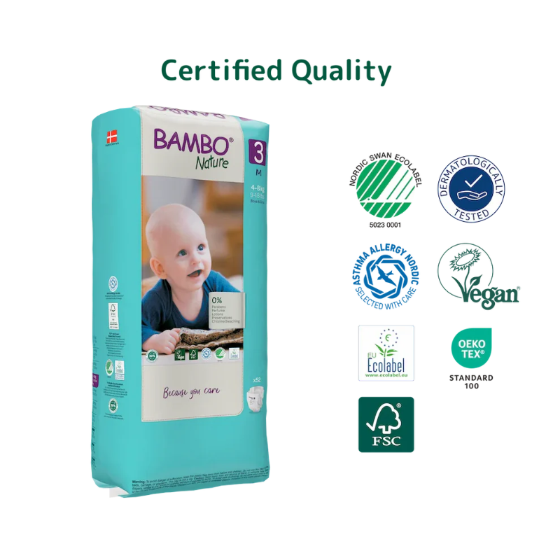 Couches Bambo Nature taille 3 (4-8 kg / 9-18 lb), 52 pièces