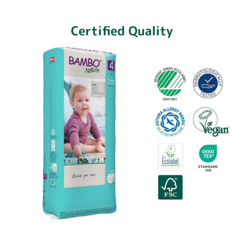 Couches Bambo Nature taille 4 (7-14 kg / 15-31 lb), 48 pièces