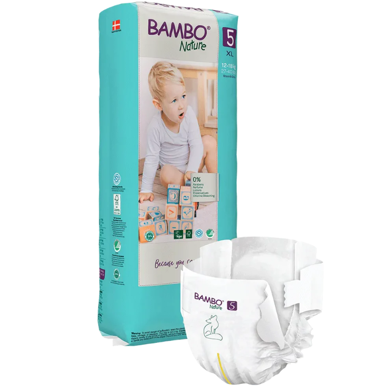 xx Couches Bambo Nature taille 5 (12-18 kg / 27-40 lb), 44 pièces