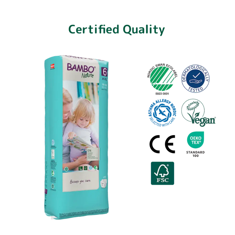 Couches Bambo Nature taille 6 (16 kg et plus / 35 lb et plus), 40 pièces