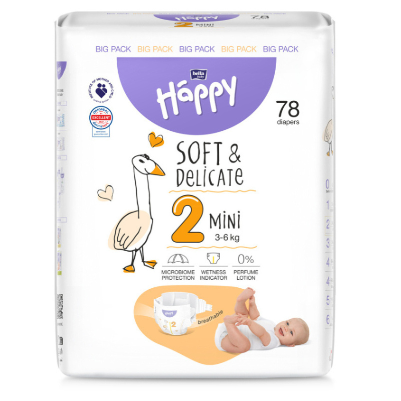 xx Couches Happy Baby taille 2 (3-6 kg) - 78 pièces