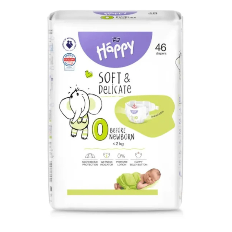 Couches Happy Taille 0 (-2Kg) 46 Unités