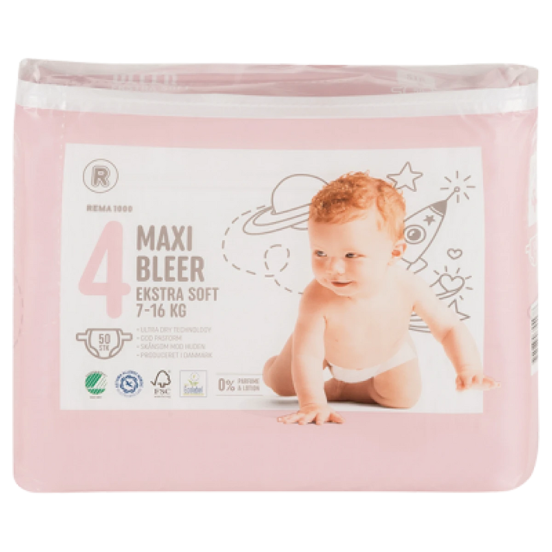 Couches REMA 1000 Taille 4 Maxi (7– 16 kg)