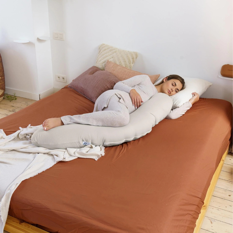 Coussin d'Allaitement et Maternité Buddy  Tetra Jersey Sable - Doomoo