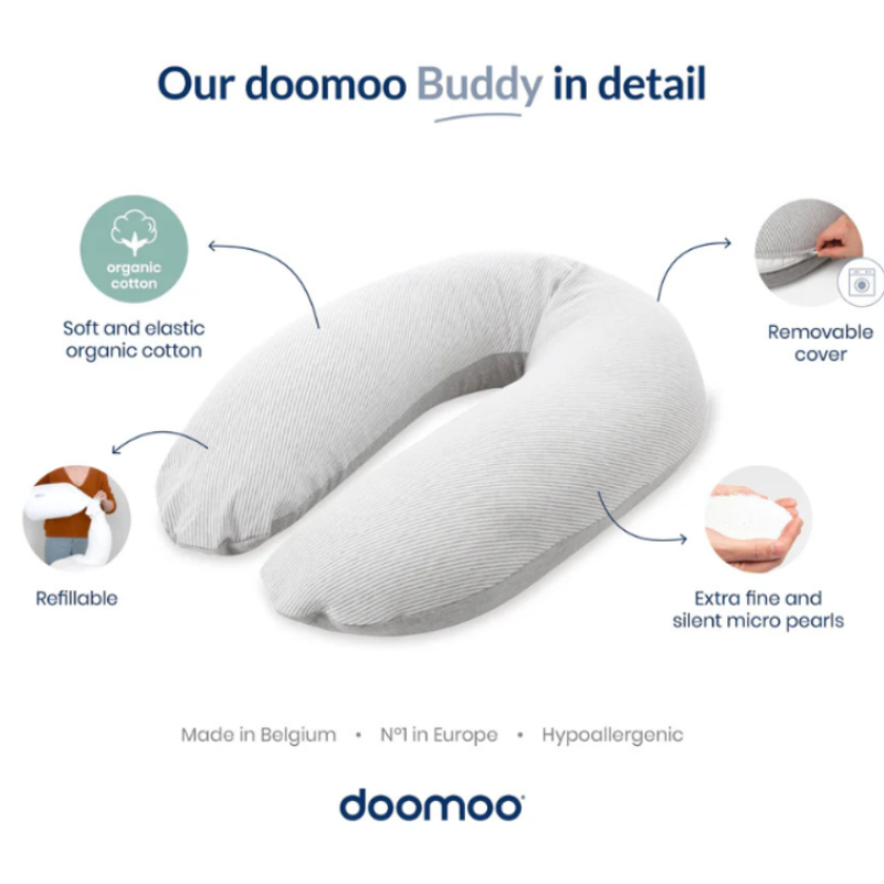 Coussin d'Allaitement et Maternité Buddy  Tetra Jersey Sable - Doomoo