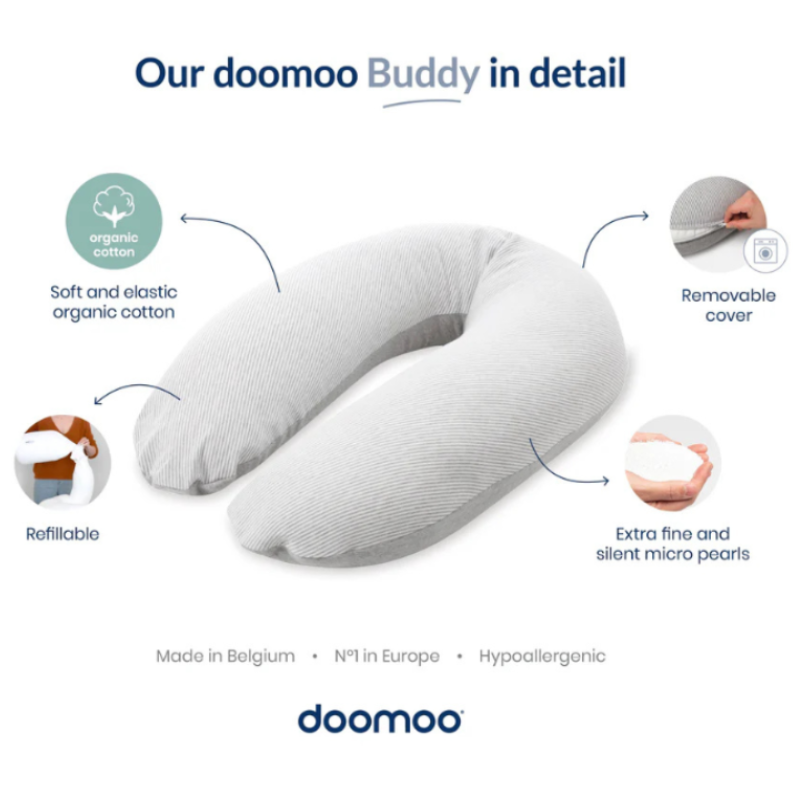 Coussin d'Allaitement et Maternité Buddy  Tetra Jersey Vert - Doomoo