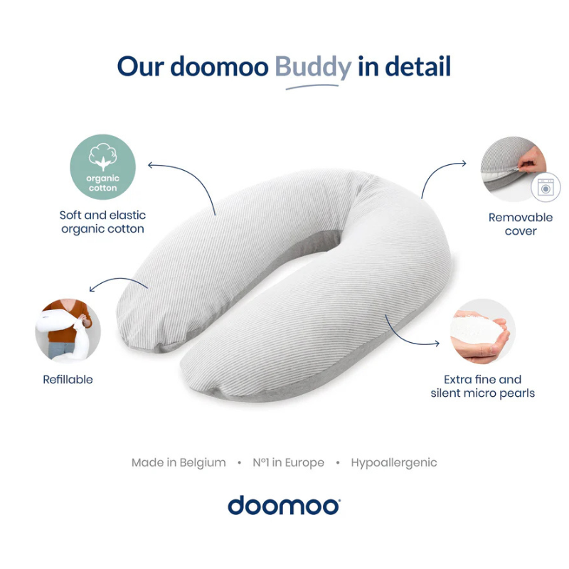 Coussin d'Allaitement et Maternité Buddy  velours côtelé sable- Doomoo