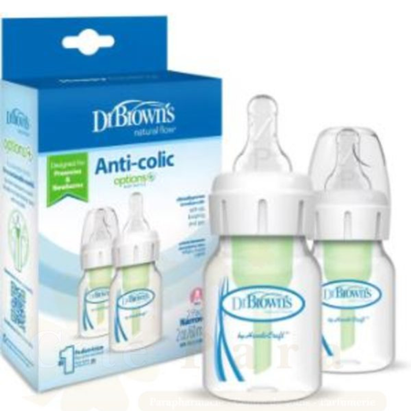 xx DR BROWN'S 2 BIBERONS ANTI COLIQUE ETROIT x 60ML SB2200