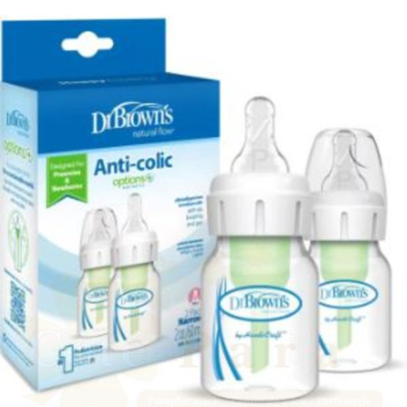 DR BROWN'S 2 BIBERONS ANTI COLIQUE ETROIT x 60ML SB2200
