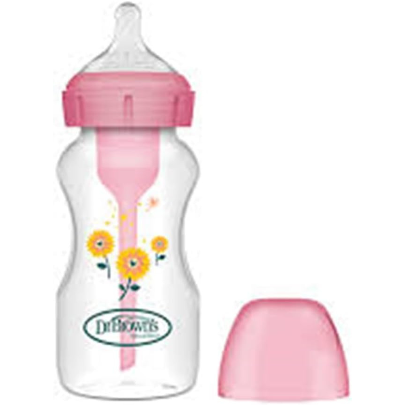 xx Dr. Brown's Biberon anti-coliques Large Bouche Options+ 270 ml Rose - Fleurs