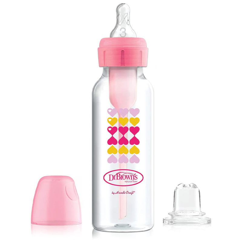 xx Dr. Brown’s Biberon Cole étroit 250ml Rose 6M+