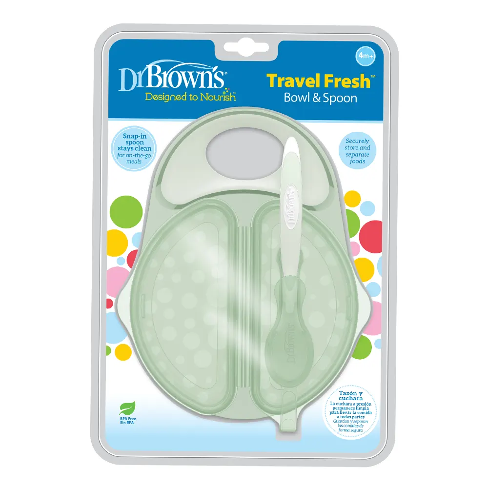 xx Dr. Brown’s Bol et cuillère à couvercles Travel Fresh™ 4M+  - Vert