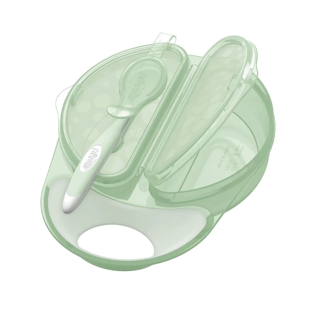 Dr. Brown’s Bol et cuillère à couvercles Travel Fresh™ 4M+  - Vert
