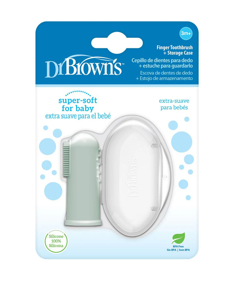 xx Dr. Brown's Brosse à dents en silicone avec étui 3M+ - Vert