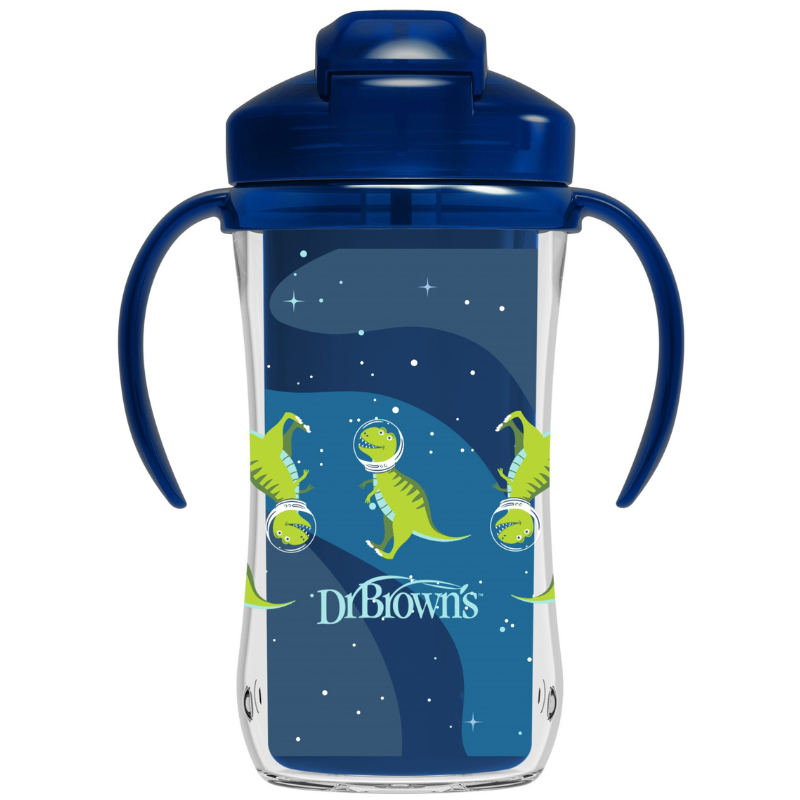 xx Dr. Brown's Gobelet Isotherme à Paille 300ml avec Poignées 12M+ - Bleu