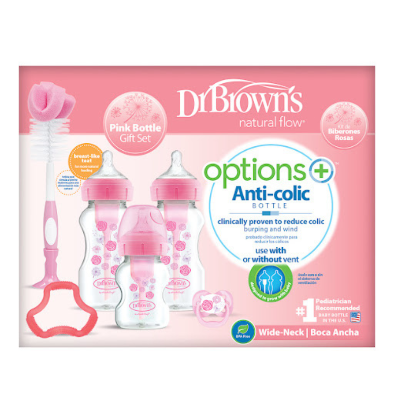 xx Dr. Brown’s Options+ Coffret cadeau de biberon anti-colique rose