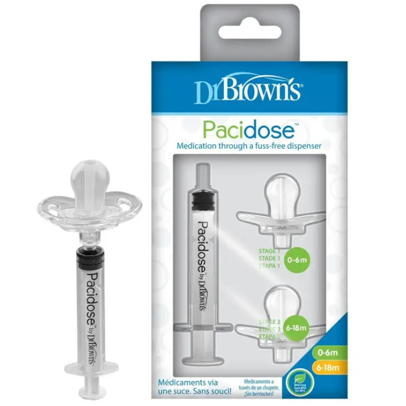 Dr. Brown’s Pacidose – Pack de 2 Sucettes Distributeur de Médicaments (0-6M / 6-18M)