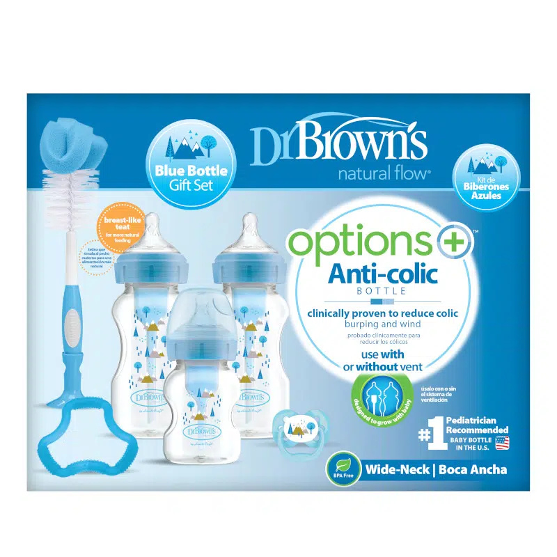 Dr Brown's Pack cadeau Biberons Anti-coliques à Cole large - Bleu