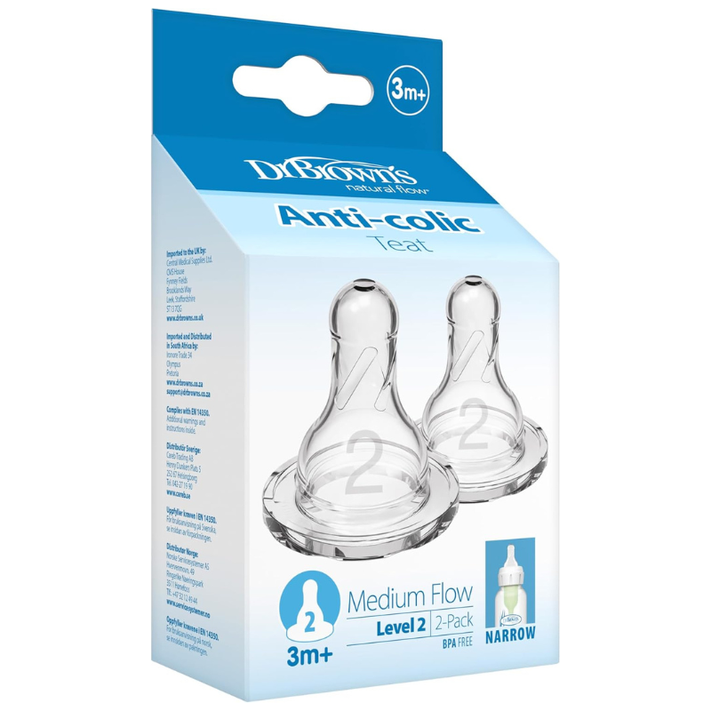 Dr. Brown’s Pack de 2 tétines Cole étroit L2 3M+