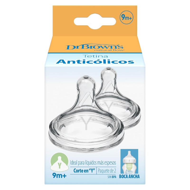 xx Dr. Brown’s Pack de 2 Tétines Cole large et Coupe en Y 9M+