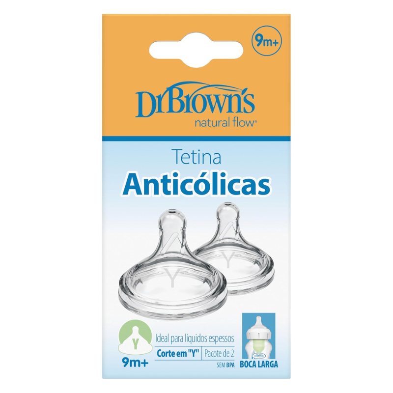 Dr. Brown’s Pack de 2 Tétines Cole large et Coupe en Y 9M+
